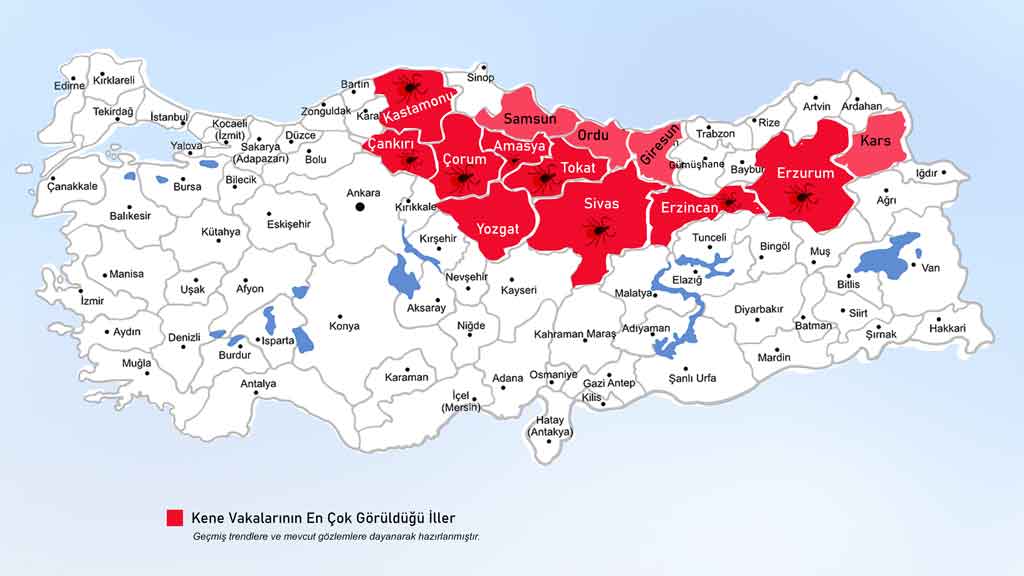 Türkiye kene vakaları iller listesi